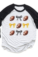 Game Day Football Bows Black Yellow Raglan