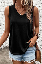 Load image into Gallery viewer, Women Black Ribbed V Neck Tank
