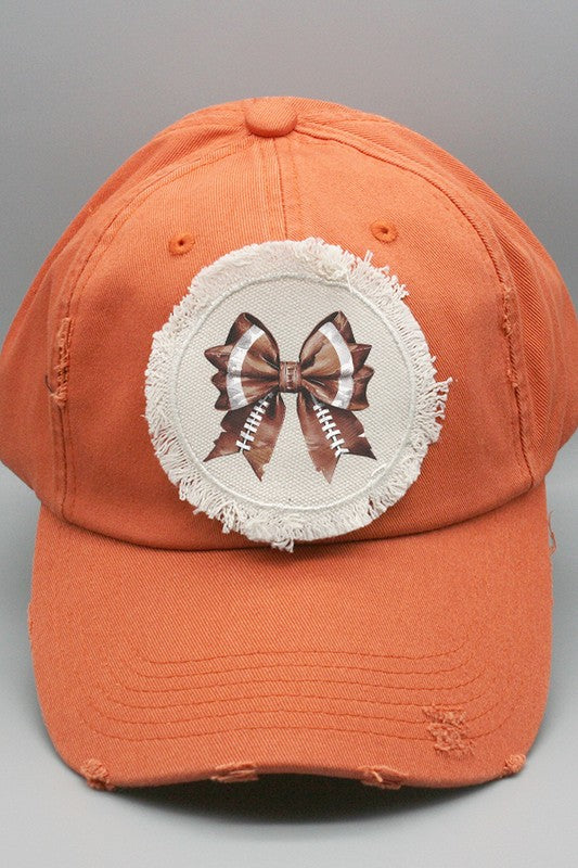 Game Day Football Brown Bows Patch Hat