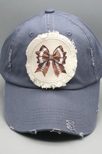 Game Day Football Brown Bows Patch Hat