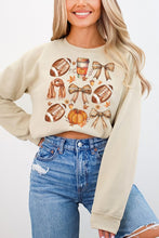 Load image into Gallery viewer, Fall Football Scarf Coffee Pumpkin Sweatshirt
