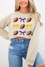 Load image into Gallery viewer, Gameday Football Bows Purple Yellow Sweatshirt
