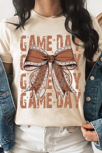 Game Day Football Bow Graphic Tee