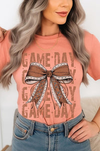 Game Day Football Bow Graphic Tee