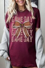 Load image into Gallery viewer, Game Day Football Bow Graphic Tee
