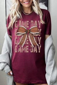 Game Day Football Bow Graphic Tee