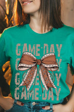 Load image into Gallery viewer, Game Day Football Bow Graphic Tee
