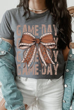 Load image into Gallery viewer, Game Day Football Bow Graphic Tee
