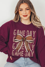 Load image into Gallery viewer, Game Day Football Bow Graphic Fleece Sweatshirts
