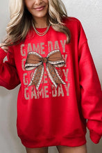 Load image into Gallery viewer, Game Day Football Bow Graphic Fleece Sweatshirts
