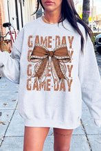 Load image into Gallery viewer, Game Day Football Bow Graphic Fleece Sweatshirts
