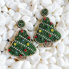 Load image into Gallery viewer, Beaded Holiday Tree Earrings
