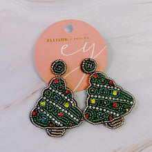 Load image into Gallery viewer, Beaded Holiday Tree Earrings
