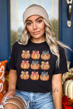 Load image into Gallery viewer, Fall Pumpkins Plaid Checkered Bows Graphic Tee
