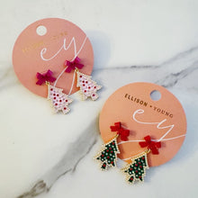 Load image into Gallery viewer, Merry And Bright Bow Tree Earrings
