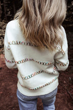 Load image into Gallery viewer, White Crossed Stitch Drop Shoulder Sweater
