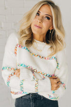 Load image into Gallery viewer, White Crossed Stitch Drop Shoulder Sweater
