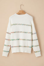 Load image into Gallery viewer, White Crossed Stitch Drop Shoulder Sweater
