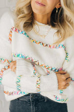 Load image into Gallery viewer, White Crossed Stitch Drop Shoulder Sweater
