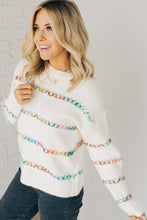 Load image into Gallery viewer, White Crossed Stitch Drop Shoulder Sweater
