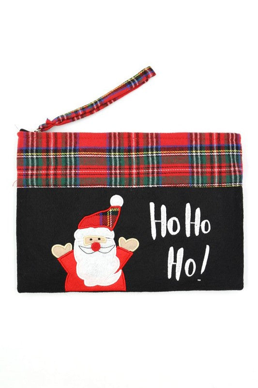 Embroidered Santa Holiday Pouch