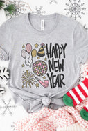 Holiday Tee Happy New Year Doodle Graphic Tee