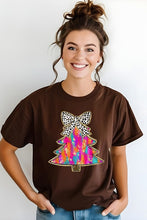 Load image into Gallery viewer, Colorful Christmas Tee Holiday Bow Tee
