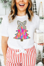 Load image into Gallery viewer, Colorful Christmas Tee Holiday Bow Tee
