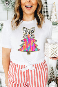 Colorful Christmas Tee Holiday Bow Tee