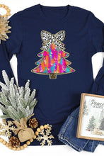 Load image into Gallery viewer, Christmas Colorful Tree Bow Long Sleeve Top
