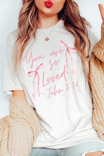 Load image into Gallery viewer, Pink Bow You Are So Loved Graphic Tee
