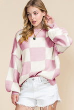 Load image into Gallery viewer, Women Checkered Bishop Sleeve Sweater
