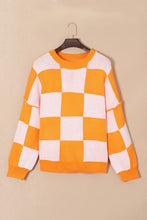 Load image into Gallery viewer, Women Checkered Bishop Sleeve Sweater
