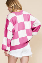 Load image into Gallery viewer, Women Checkered Bishop Sleeve Sweater
