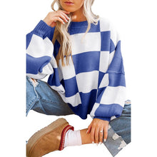 Load image into Gallery viewer, Women Checkered Bishop Sleeve Sweater
