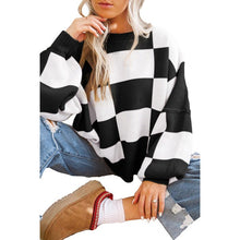 Load image into Gallery viewer, Women Checkered Bishop Sleeve Sweater
