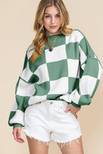 Load image into Gallery viewer, Women Checkered Bishop Sleeve Sweater
