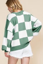 Load image into Gallery viewer, Women Checkered Bishop Sleeve Sweater
