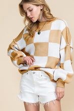 Load image into Gallery viewer, Women Checkered Bishop Sleeve Sweater
