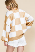 Load image into Gallery viewer, Women Checkered Bishop Sleeve Sweater
