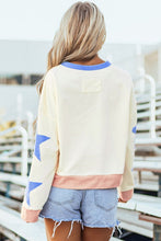 Load image into Gallery viewer, Star Patchwork Exposed Seam Oversized Sweatshirt
