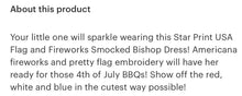 Load image into Gallery viewer, Star Print USA Flag and Fireworks Smocked Bishop Dress - Image #3
