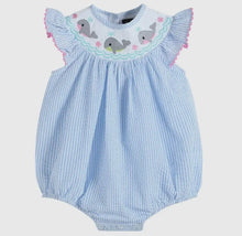 Load image into Gallery viewer, Whale Smocked Baby Girl Bubble - Image #1
