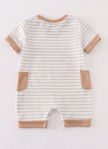 Brown stripe car hunting boy romper