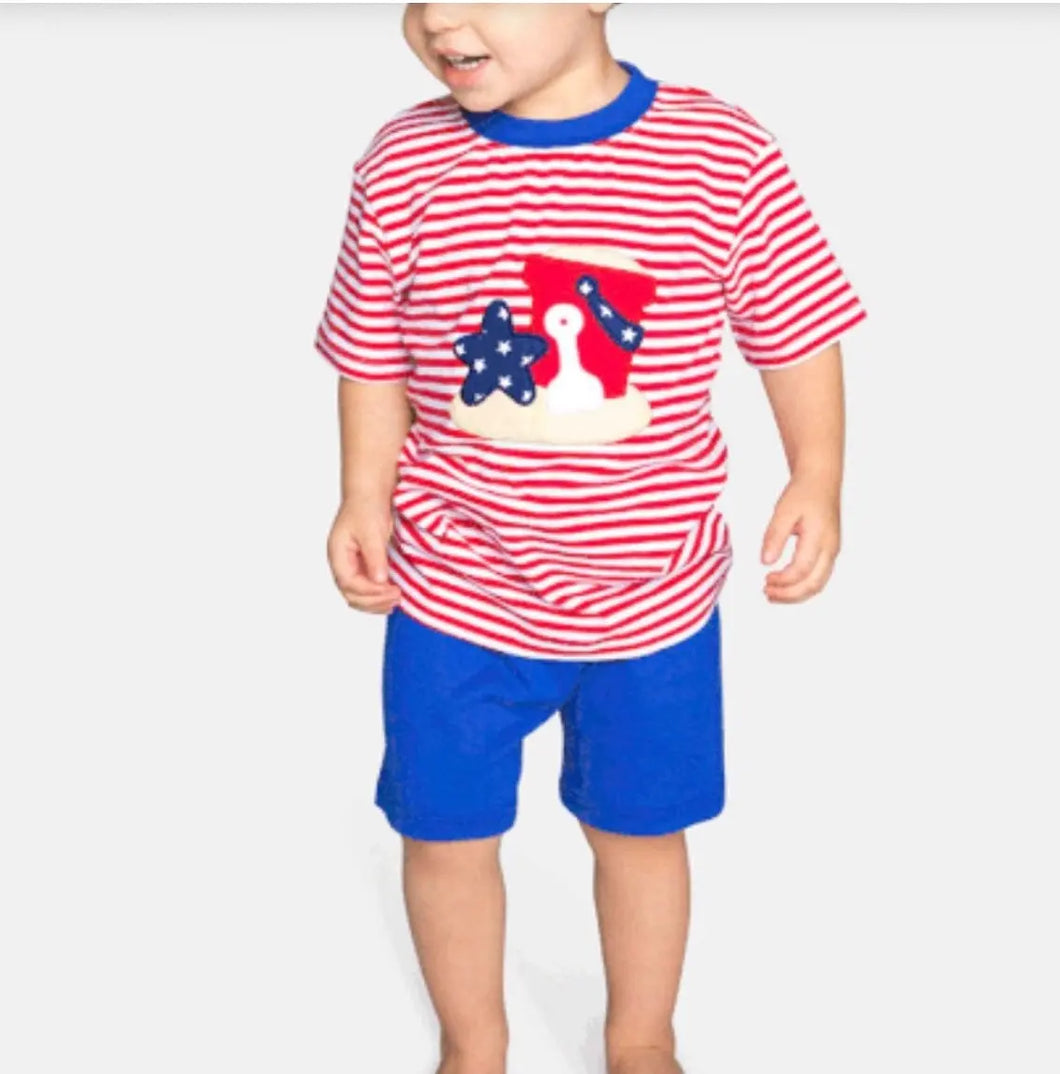 Beach Bucket Applique Boys Short Set - Image #1