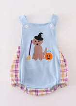 Load image into Gallery viewer, Blue halloween witch dog embroidery boy bubble
