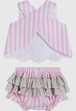 Load image into Gallery viewer, Pink Stripe Cupcake Applique Top &amp;
Bloomer Set - Image #2
