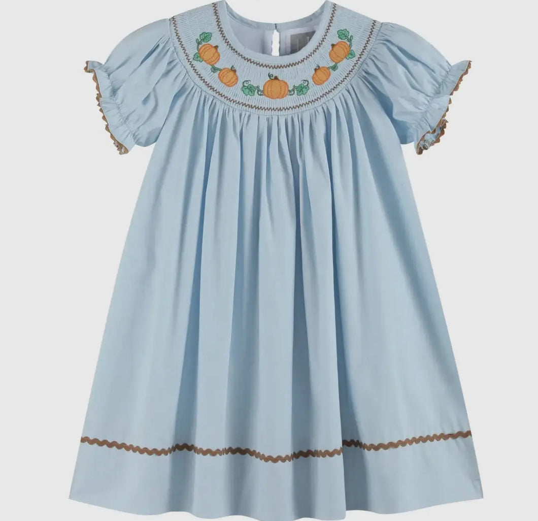 Preorder ETA 7/15-8/15-Blue Pumpkin
Gingham Smocked Bishop Dress - Image #1