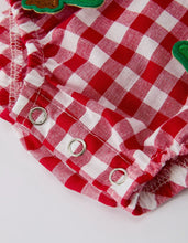 Load image into Gallery viewer, Baby Girls Christmas Outfit - Red Plaid Romper with Tree Bow Accents
