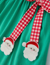 Load image into Gallery viewer, Christmas Cute Santa Applique Red Plaid Bow Girls Dress-Ships 10/20
